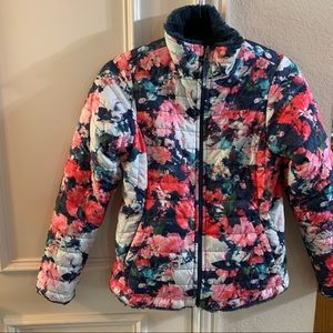 Northface girls reversible floral & navy jacket